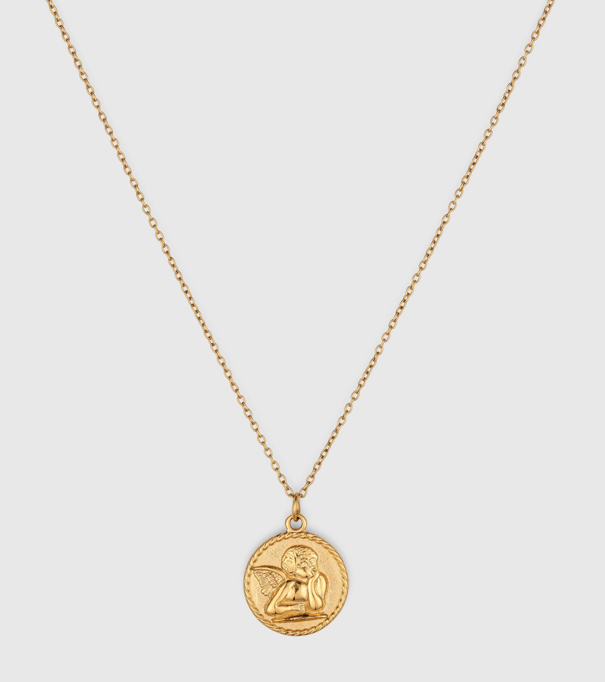 Gold Angel Medallion Pendant Necklace - OUZELJewellery