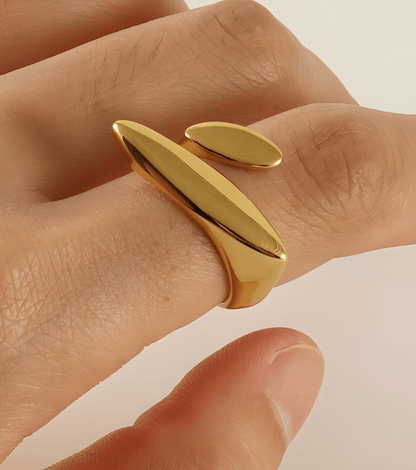 Gold Asymmetric Open Ring - OUZELJewellery