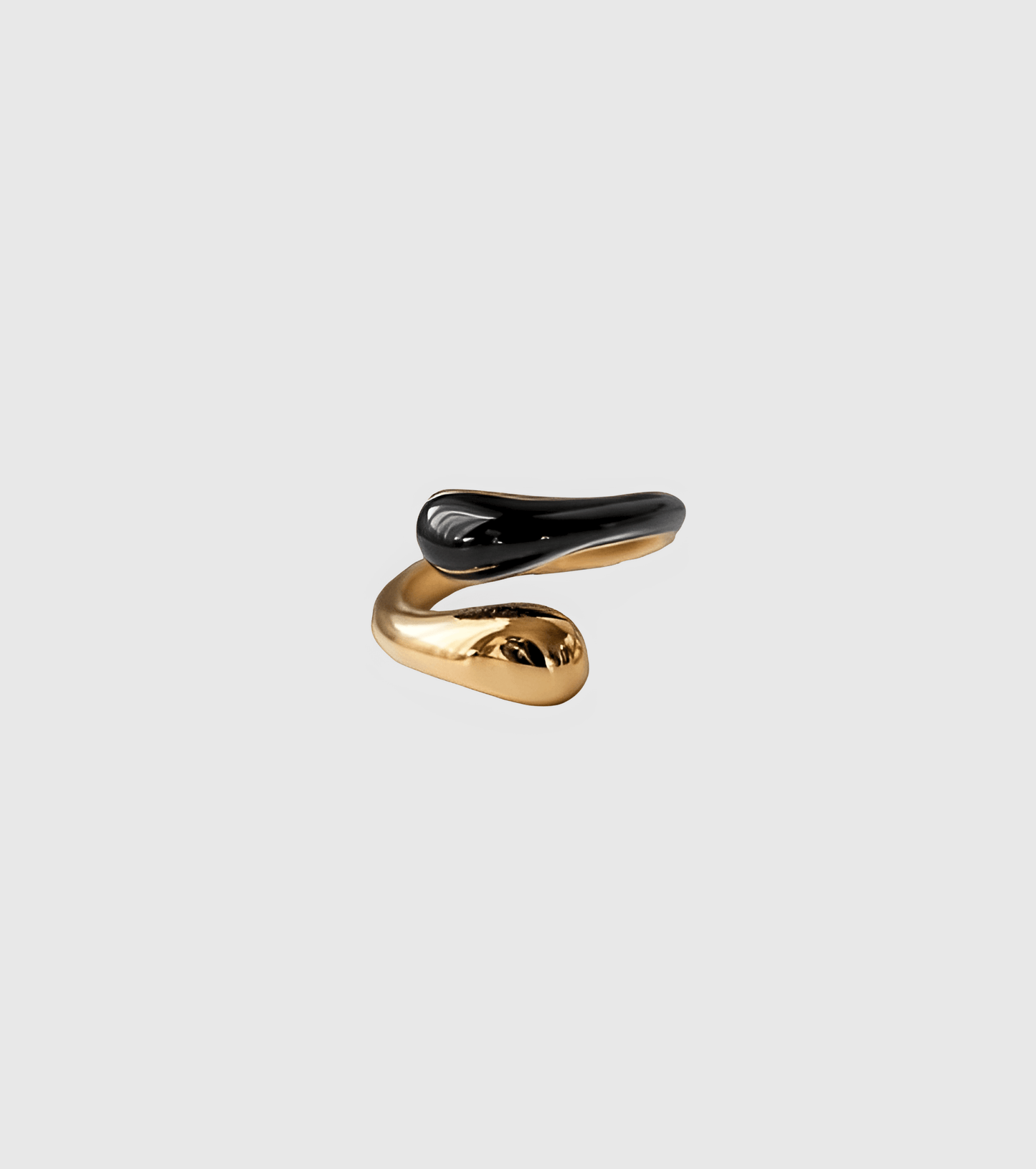 Gold & Black Enamel Droplet Ring - OUZELJewellery