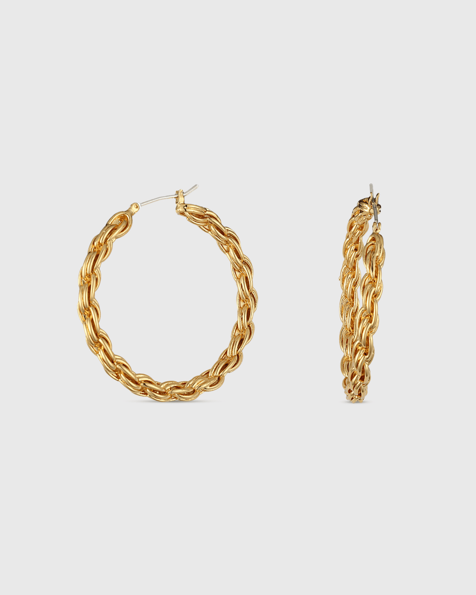 Gold Chain Link Hoop Earrings - OUZELJewellery