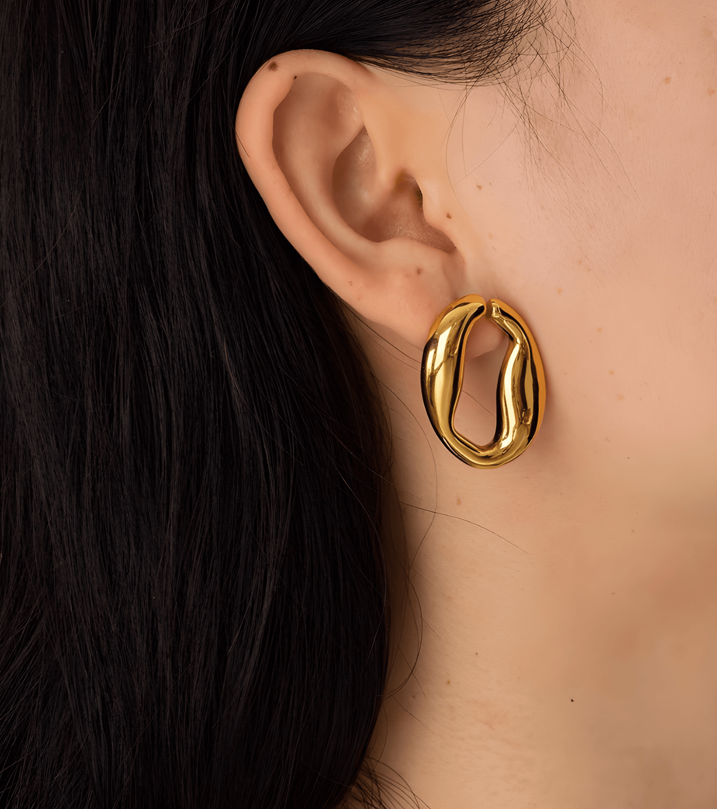 Gold Chunky Chain Hoop Earrings - OUZELJewellery