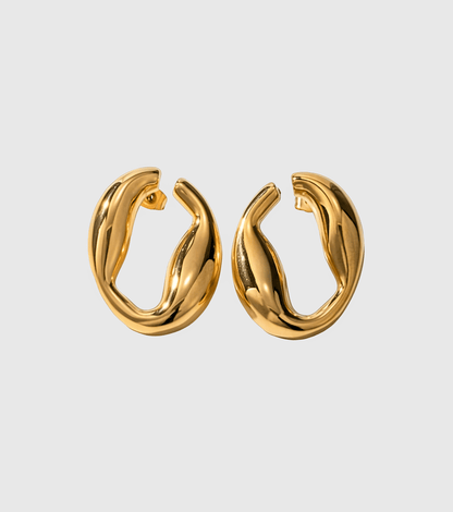 Gold Chunky Chain Hoop Earrings - OUZELJewellery