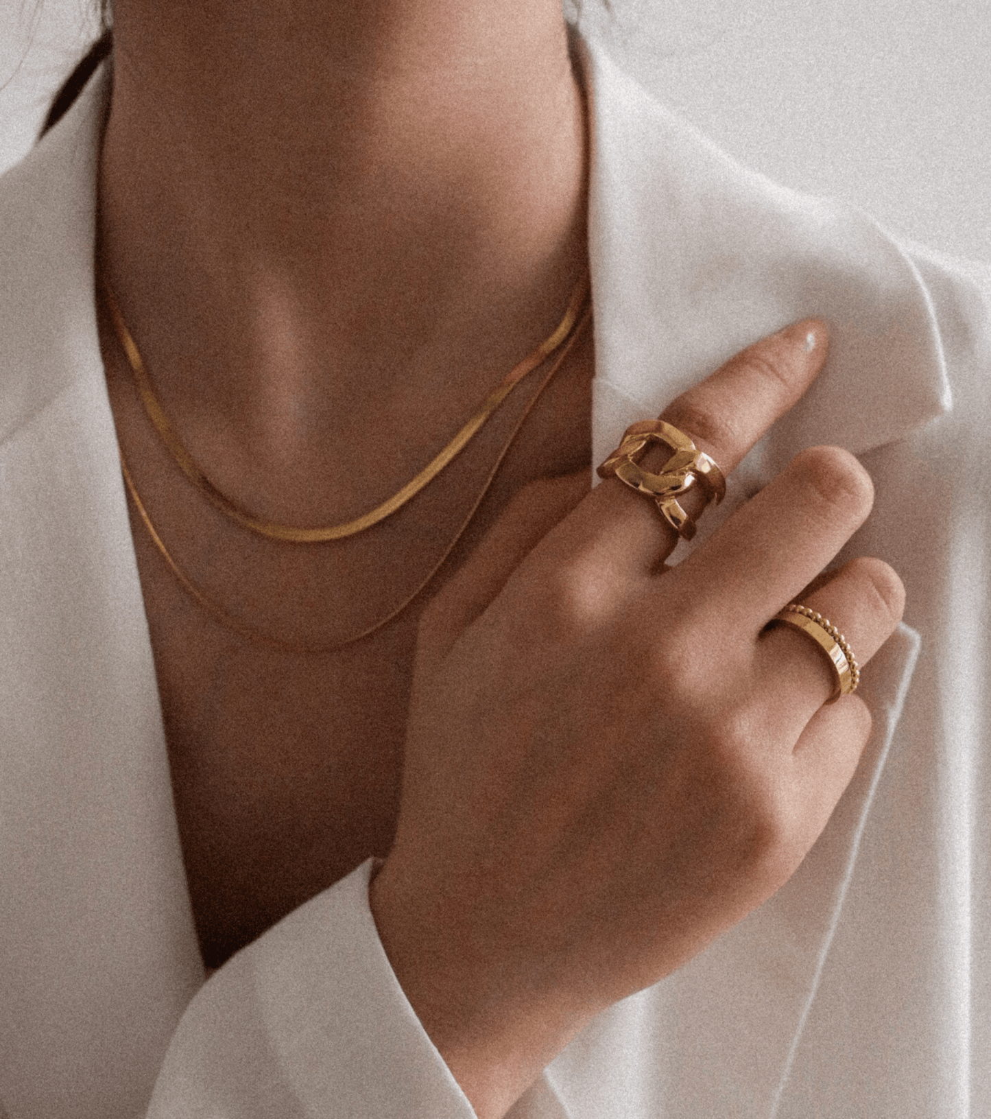 Gold Chunky Chain Link Ring - OUZELJewellery