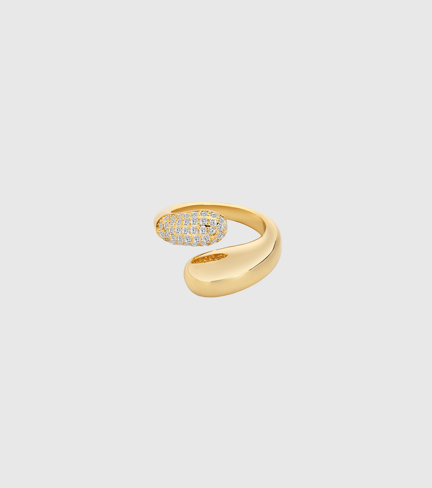 Gold Crystal Bypass Ring - OUZELJewellery