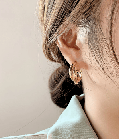 Gold Double Hoop Earrings - OUZELJewellery