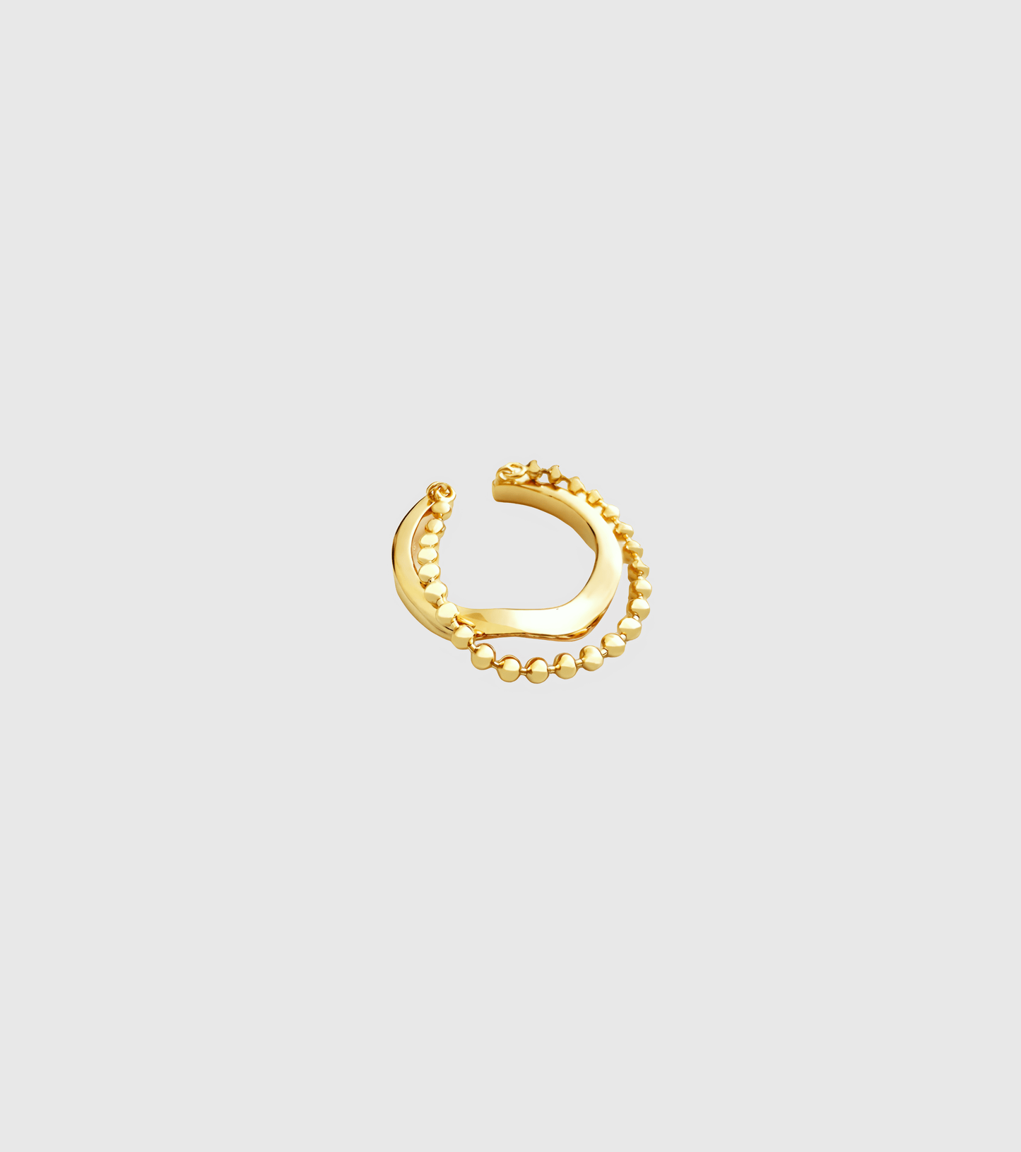 Gold Double Layer Bead Chain Ring - OUZELJewellery