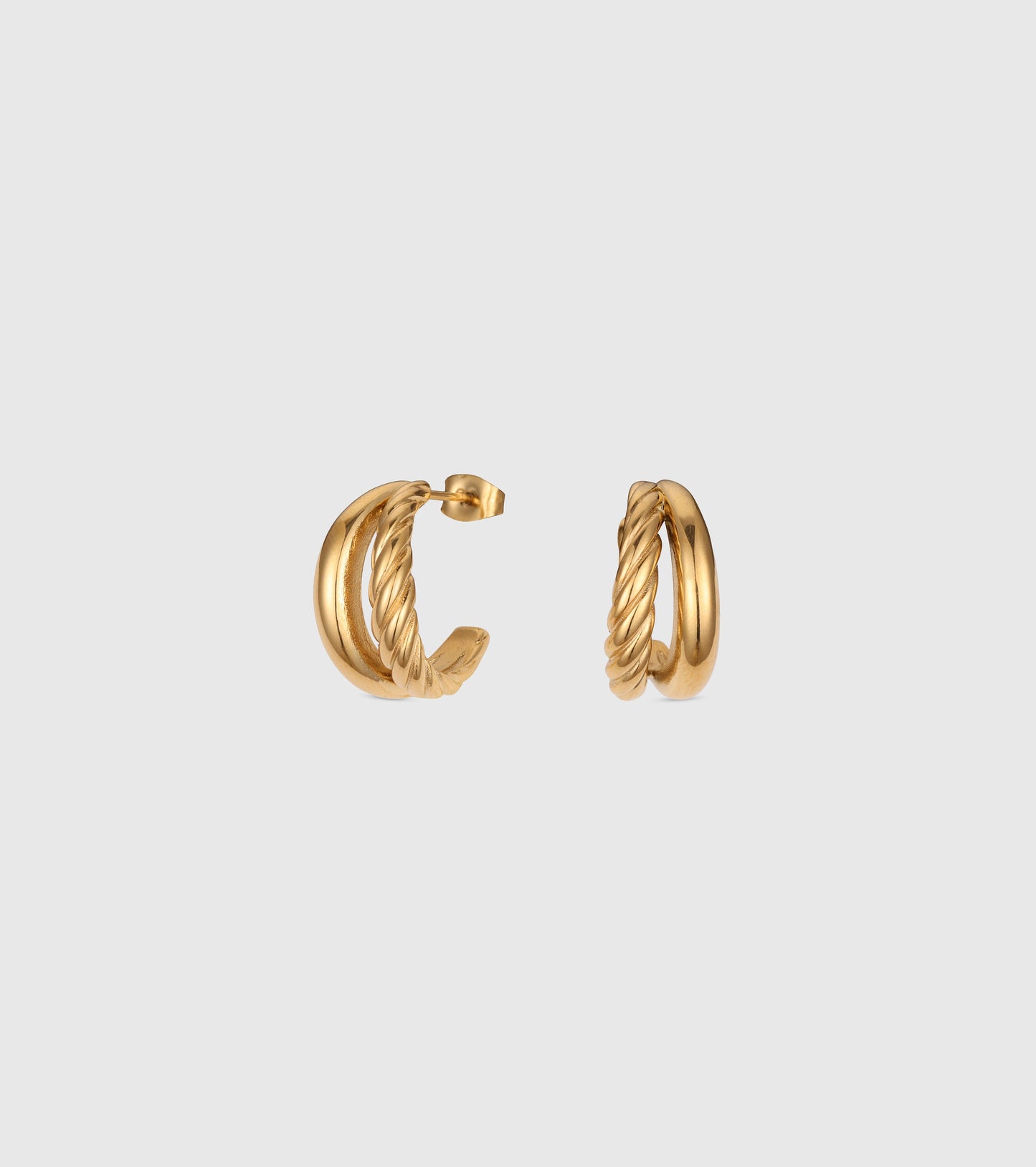 Gold Double Row Hoop Earrings - OUZELJewellery