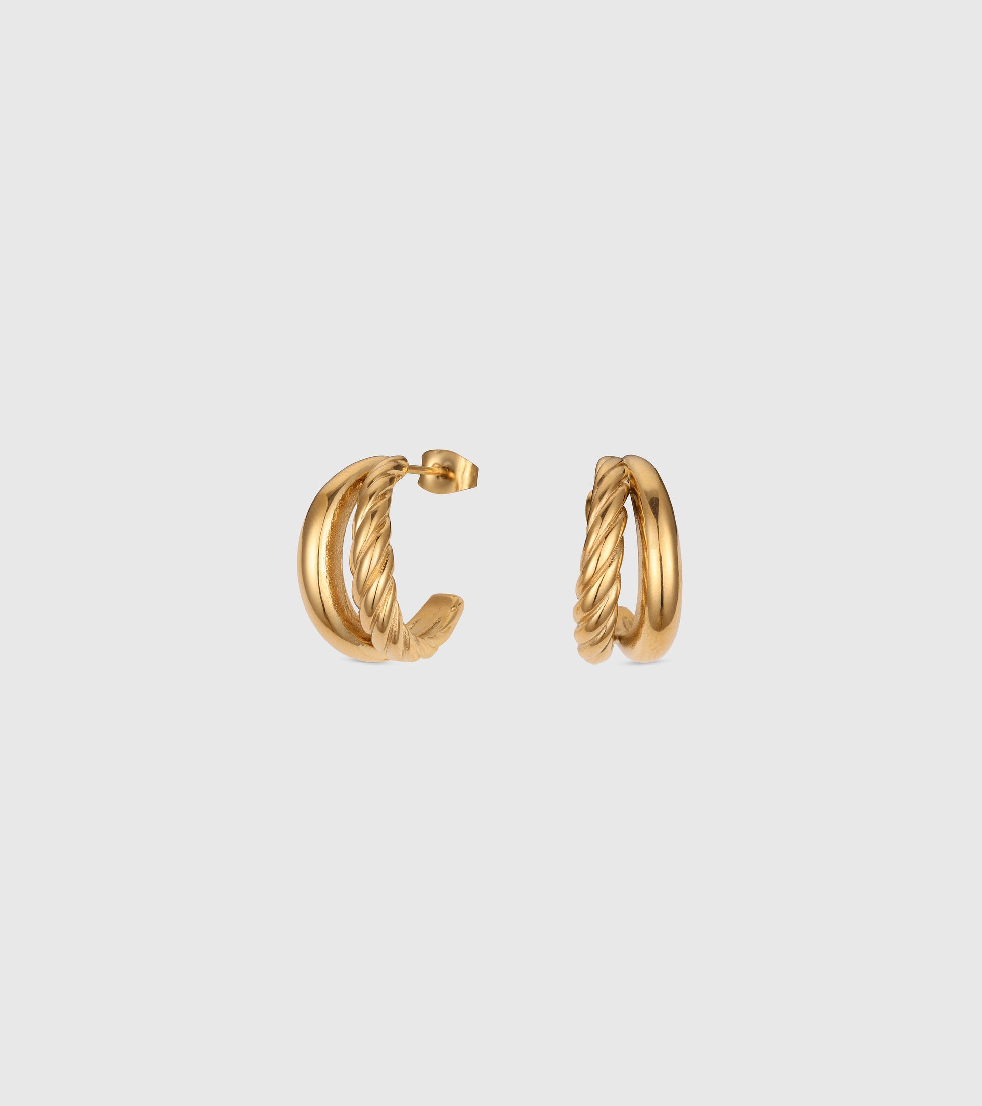 Gold Double Row Hoop Earrings - OUZELJewellery