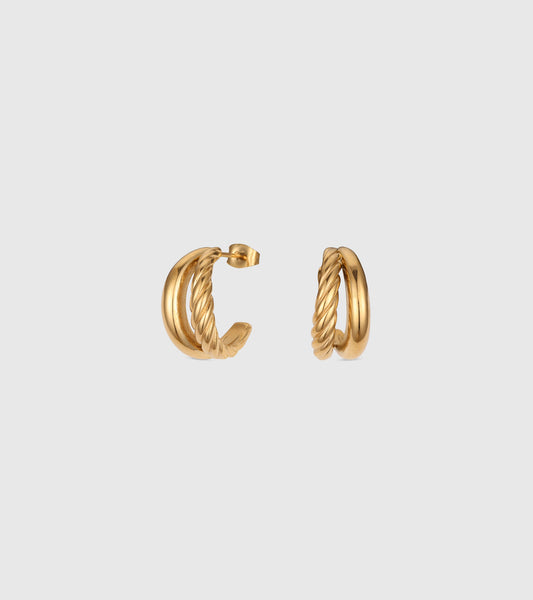 Gold Double Row Hoop Earrings - OUZELJewellery