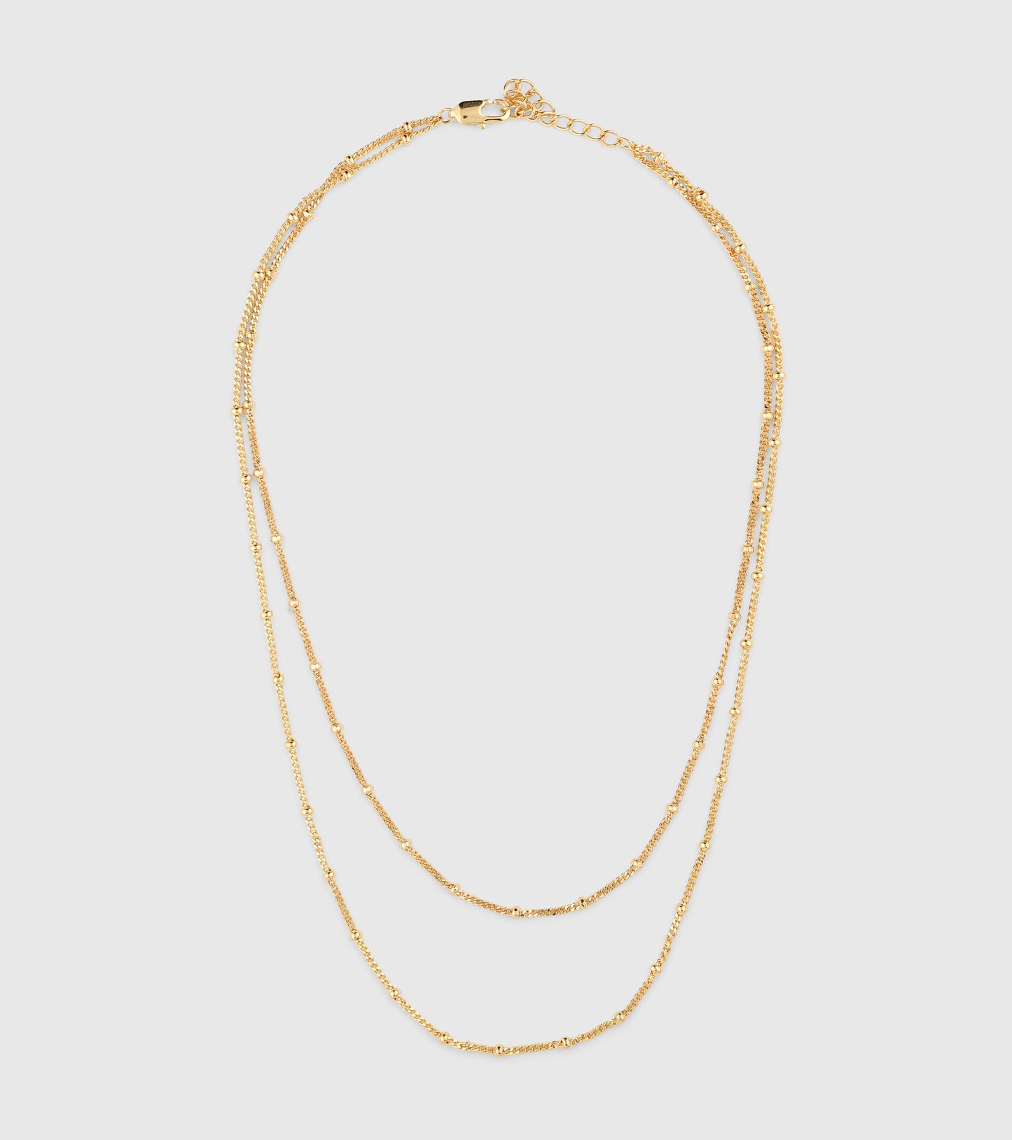 Gold Double Strand Beaded Satellite Chain Necklace - OUZELJewellery