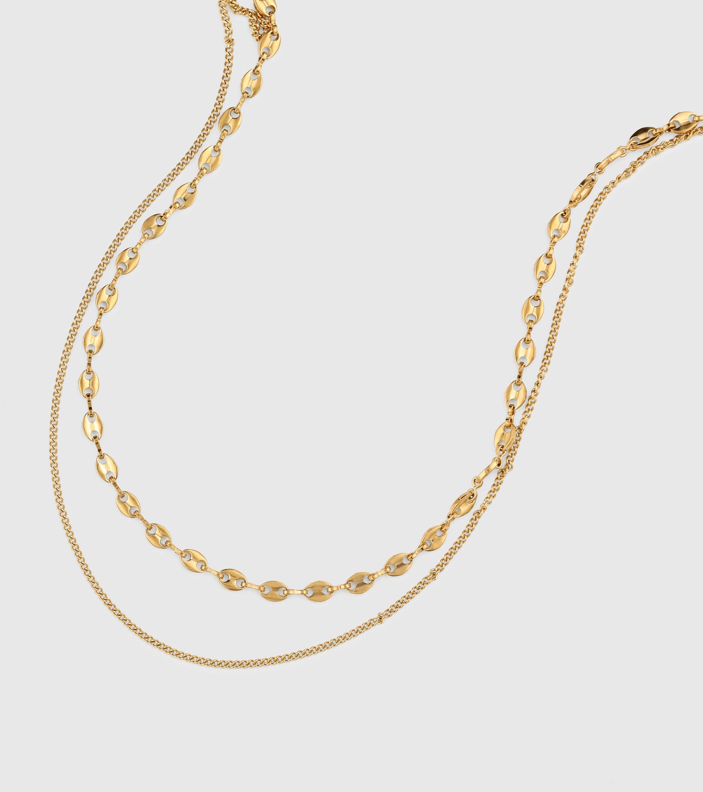 Gold Double Up Chain Necklace - OUZELJewellery