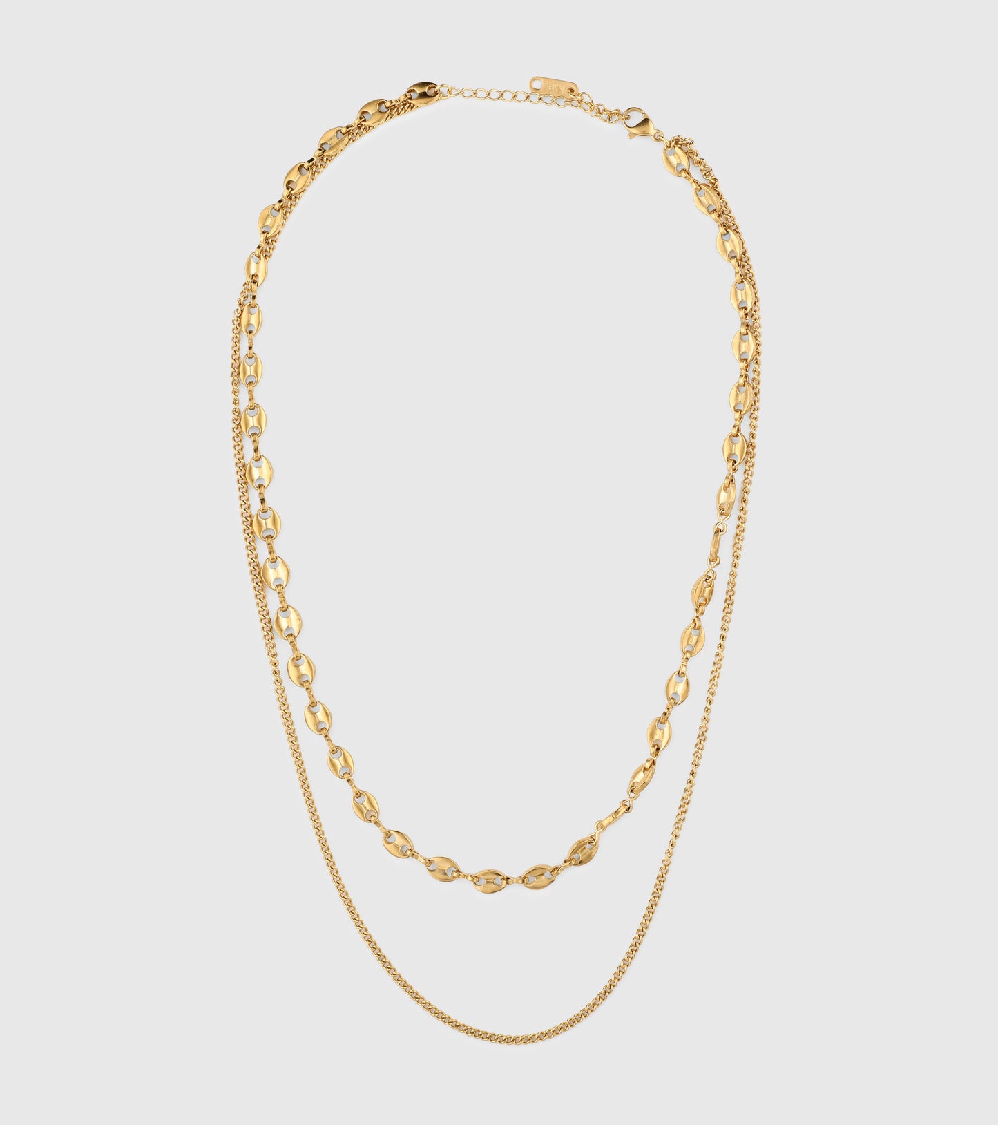 Gold Double Up Chain Necklace - OUZELJewellery