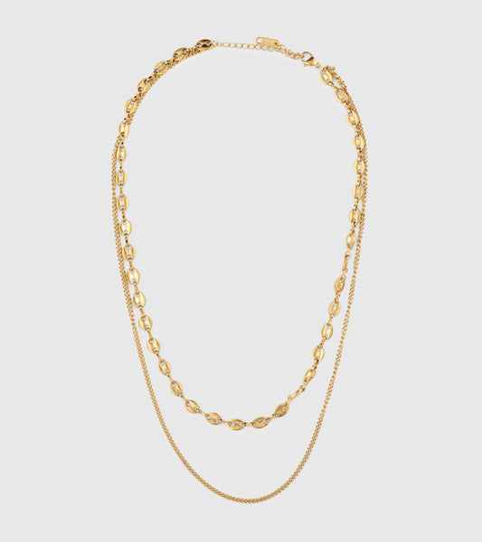 Gold Double Up Chain Necklace - OUZELJewellery