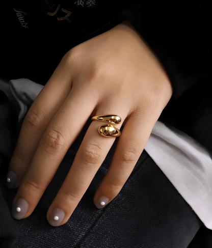 Gold Droplet Ring - OUZELJewellery