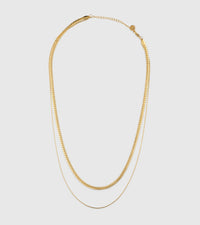 Gold Flat Links Doubled Chain Necklace - OUZELJewellery