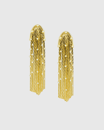 Gold Fringe Drop Earrings - OUZELJewellery