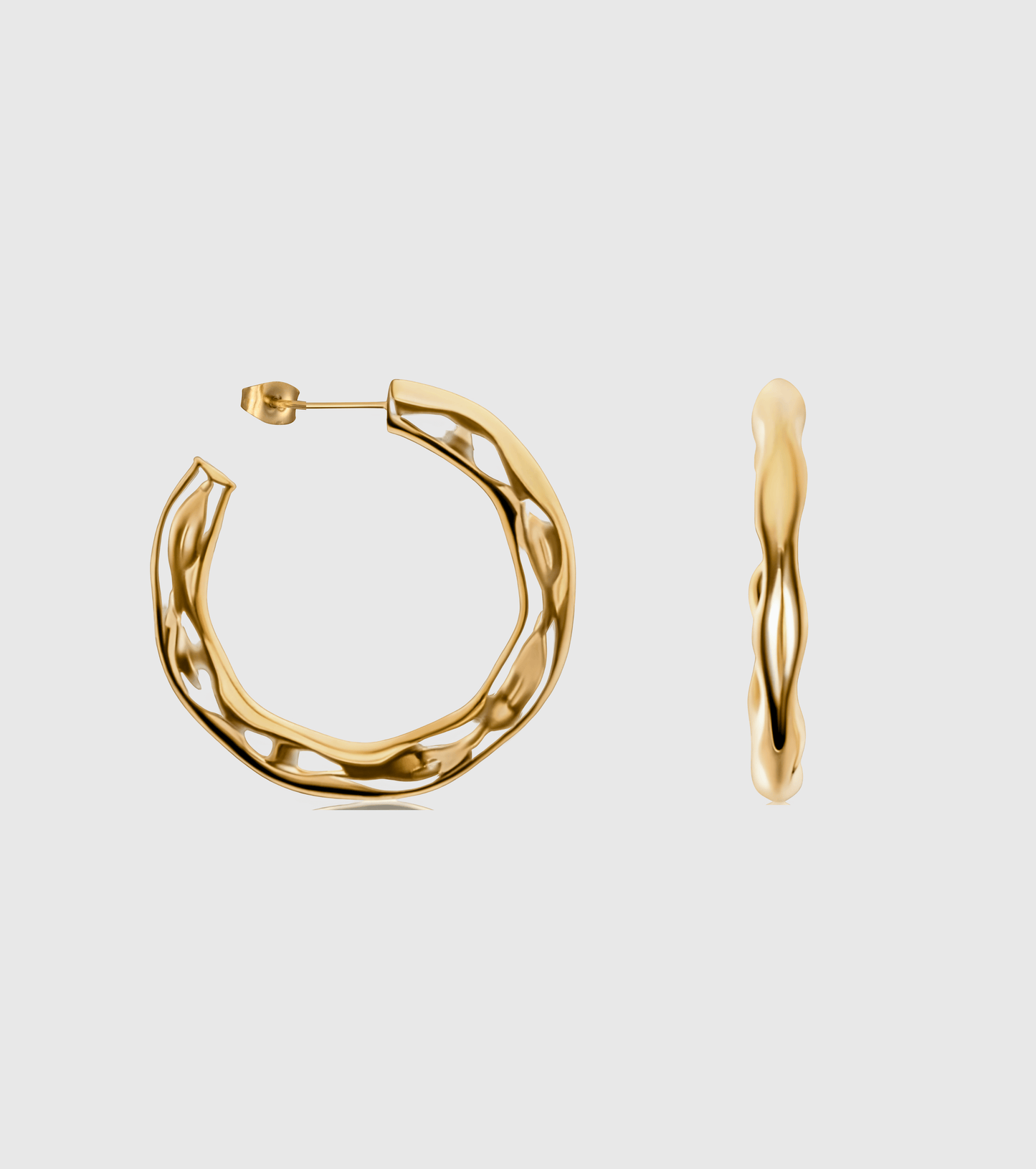 Gold Hammered Hoop Earrings - OUZELJewellery