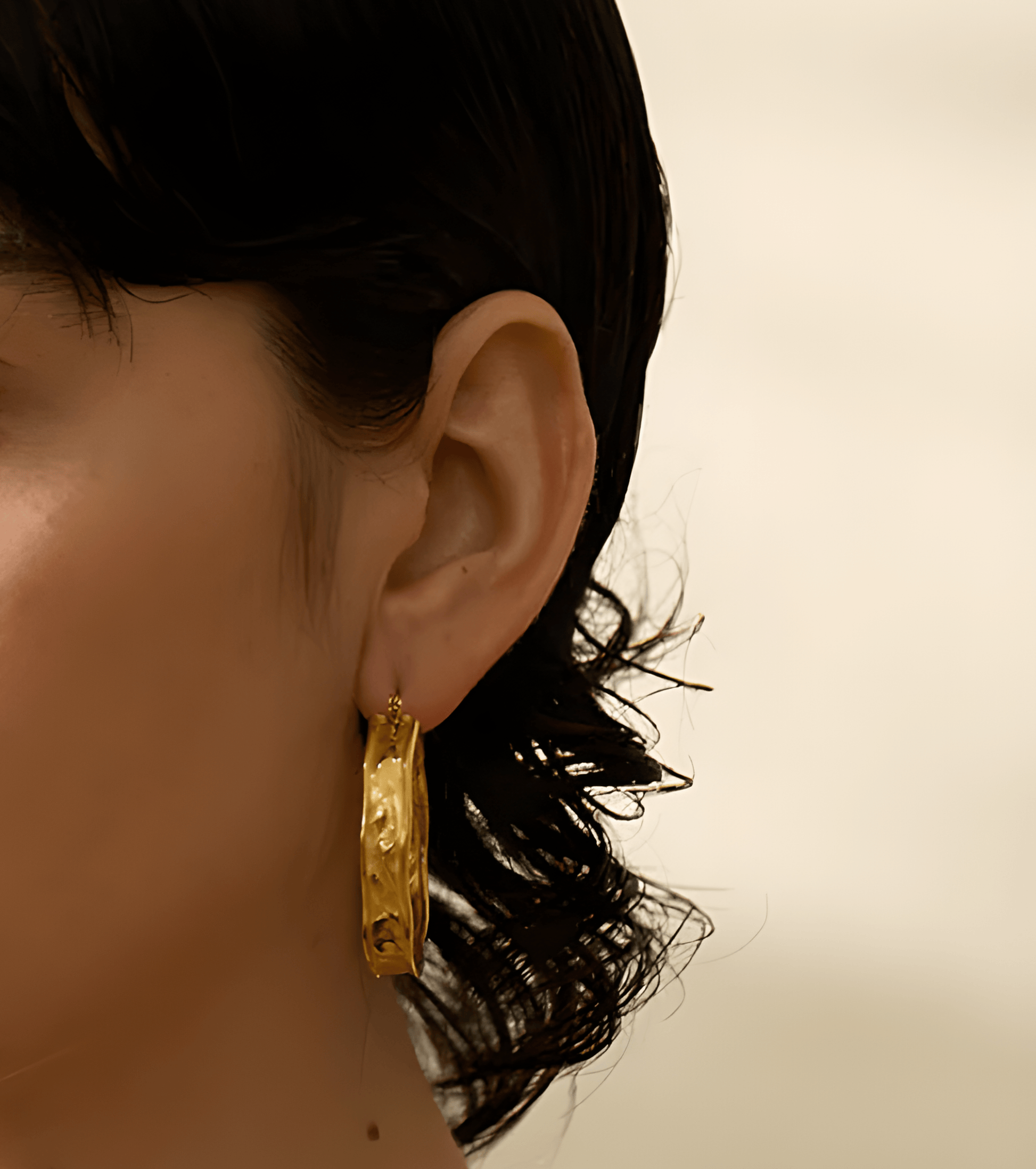 Gold Hammered Huggie Earrings - OUZELJewellery