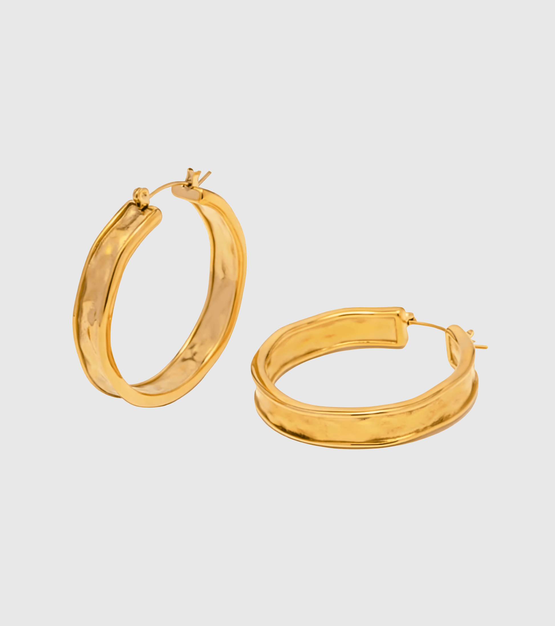 Gold Hammered Huggie Earrings - OUZELJewellery