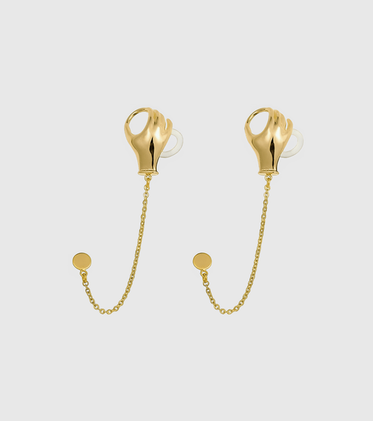 Gold Hand Drop Pod Earrings - OUZELJewellery