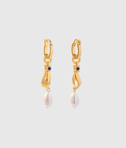 Gold Handpicked Drop Hoop Earrings - OUZELJewellery