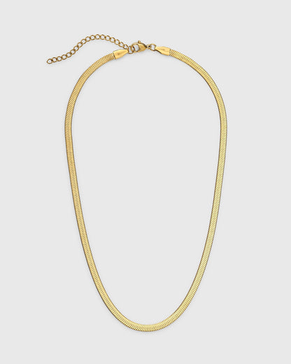 Gold Herringbone Chain Necklace - OUZELJewellery