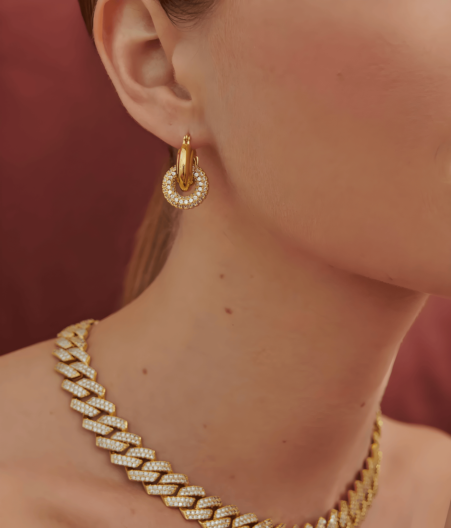 Gold Interlock Hoop Earrings - OUZELJewellery