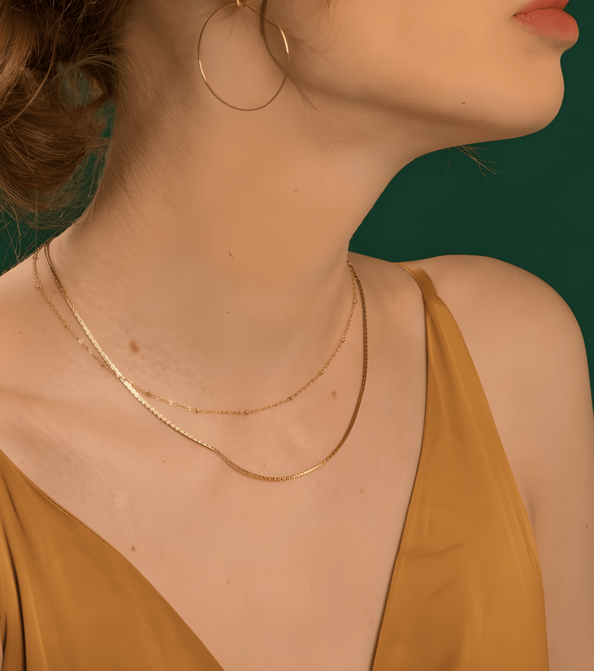 Gold Layered Beaded Satellite & Snake Chain Necklace - OUZELJewellery