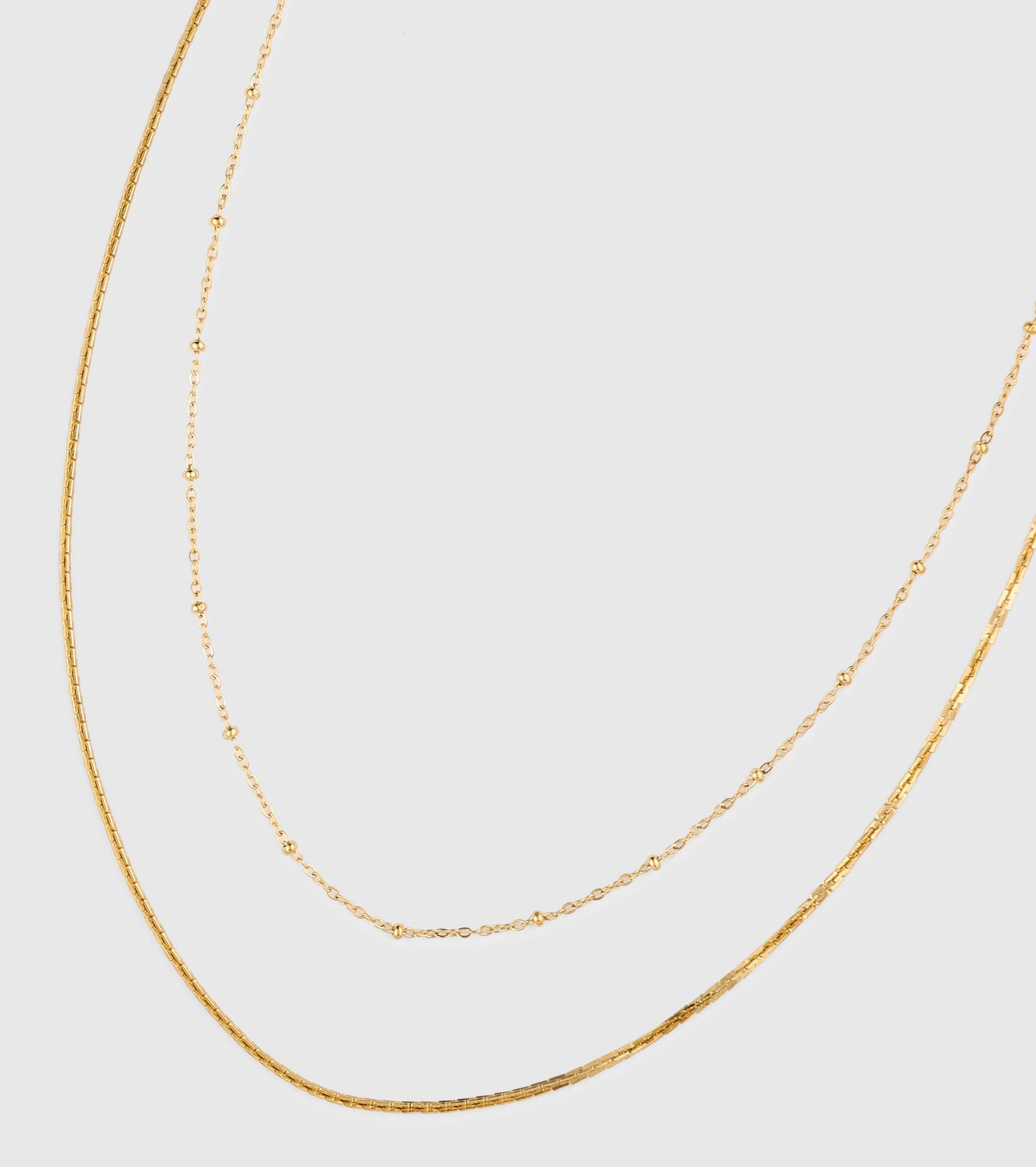 Gold Layered Beaded Satellite & Snake Chain Necklace - OUZELJewellery