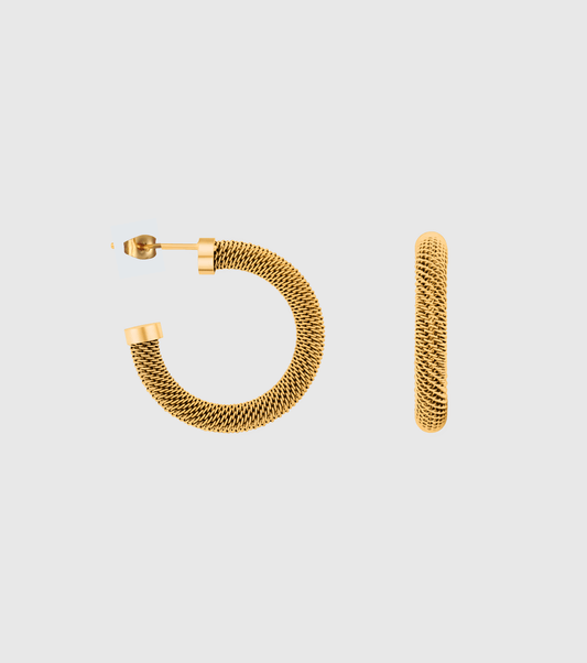 Gold Mesh Hoop Earrings - OUZELJewellery