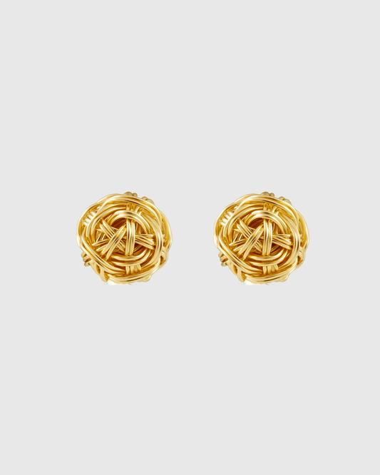 Gold Mesh Statement Stud Earrings - OUZELJewellery