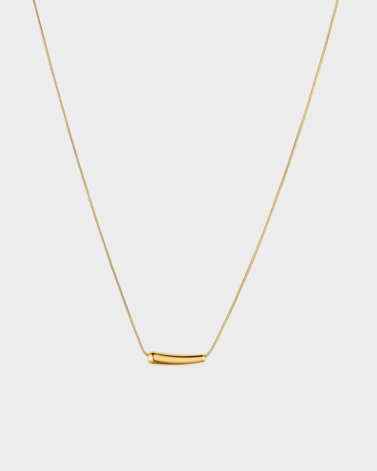 Gold Mini Curved Bar Necklace - OUZELJewellery