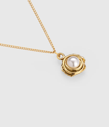 Gold Nest Pearl Egg Pendant Necklace - OUZELJewellery