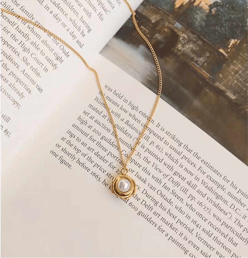 Gold Nest Pearl Egg Pendant Necklace - OUZELJewellery