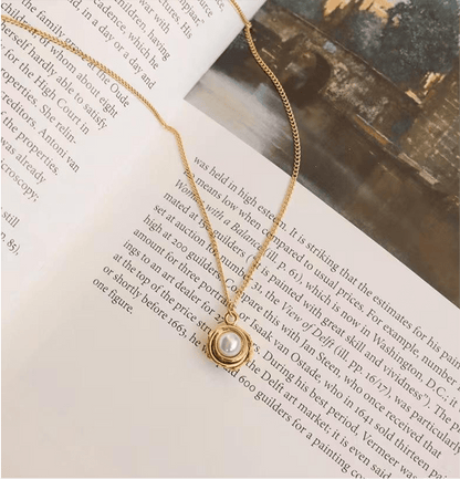 Gold Nest Pearl Egg Pendant Necklace - OUZELJewellery