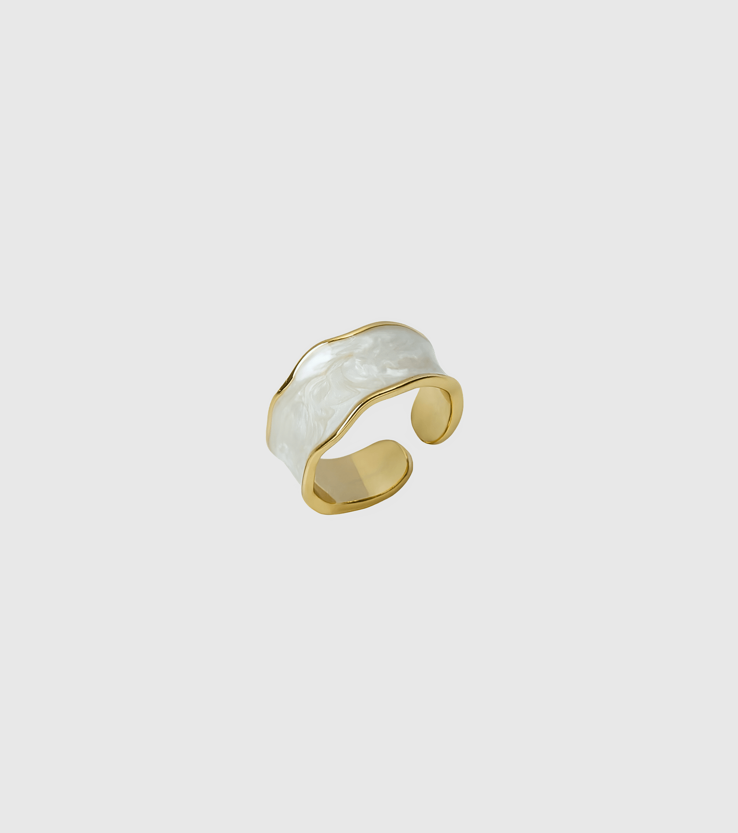 Gold & Off-White Enamel Ring - OUZELJewellery