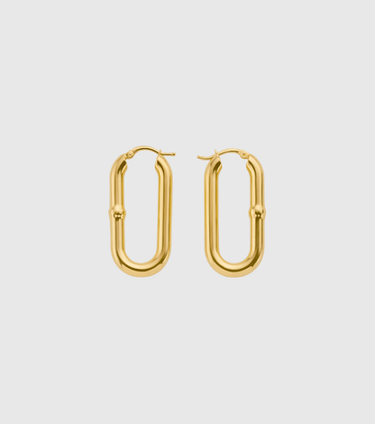 Gold Oval Hoops Earrings - OUZELJewellery