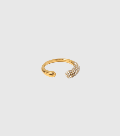 Gold Pave Open Ring - OUZELJewellery