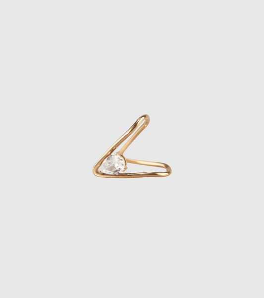 Gold Pear 'V' Ring - OUZELJewellery