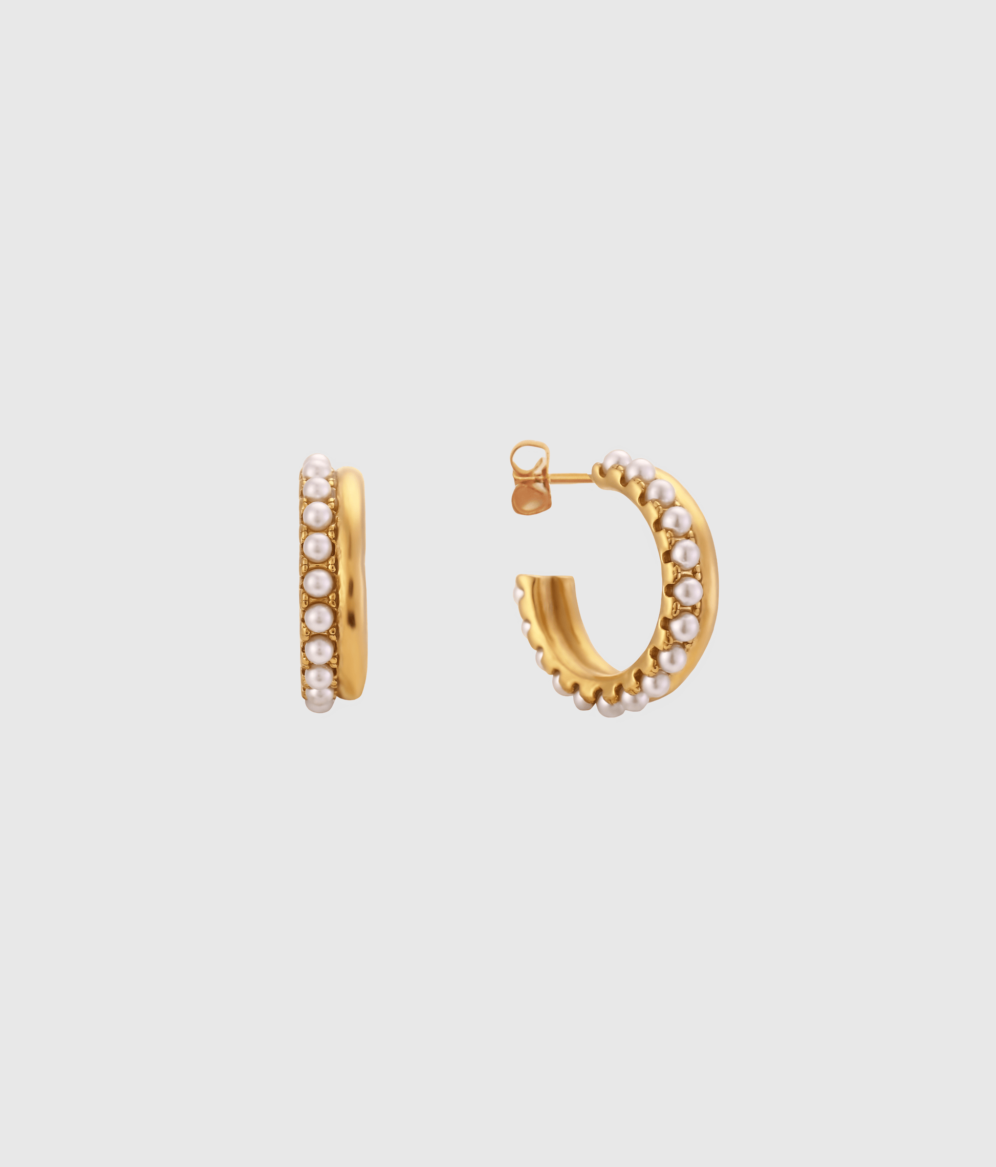 Gold Pearls Hoop Earrings - OUZELJewellery