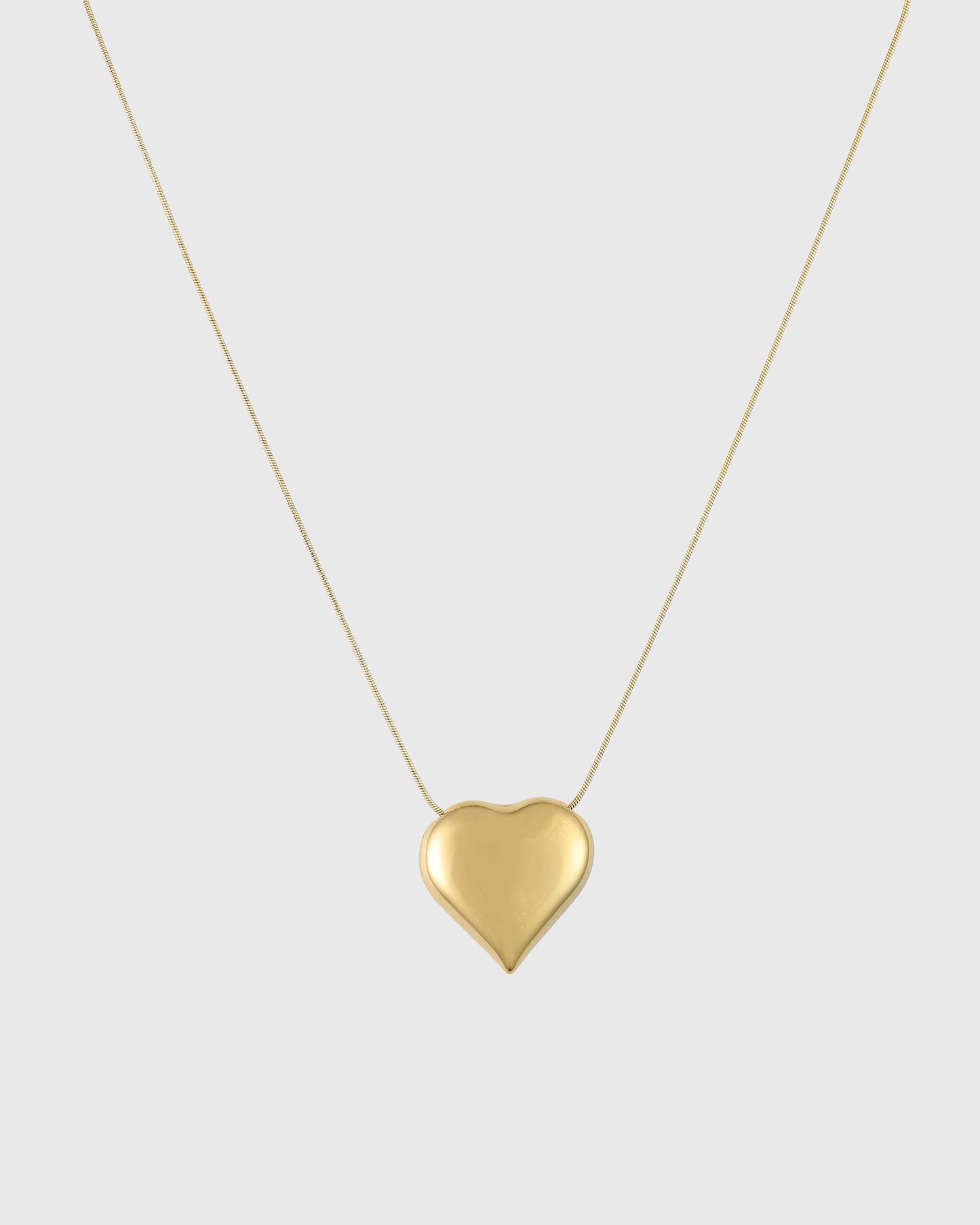 Gold Puffed Heart Pendant Necklace - OUZELJewellery