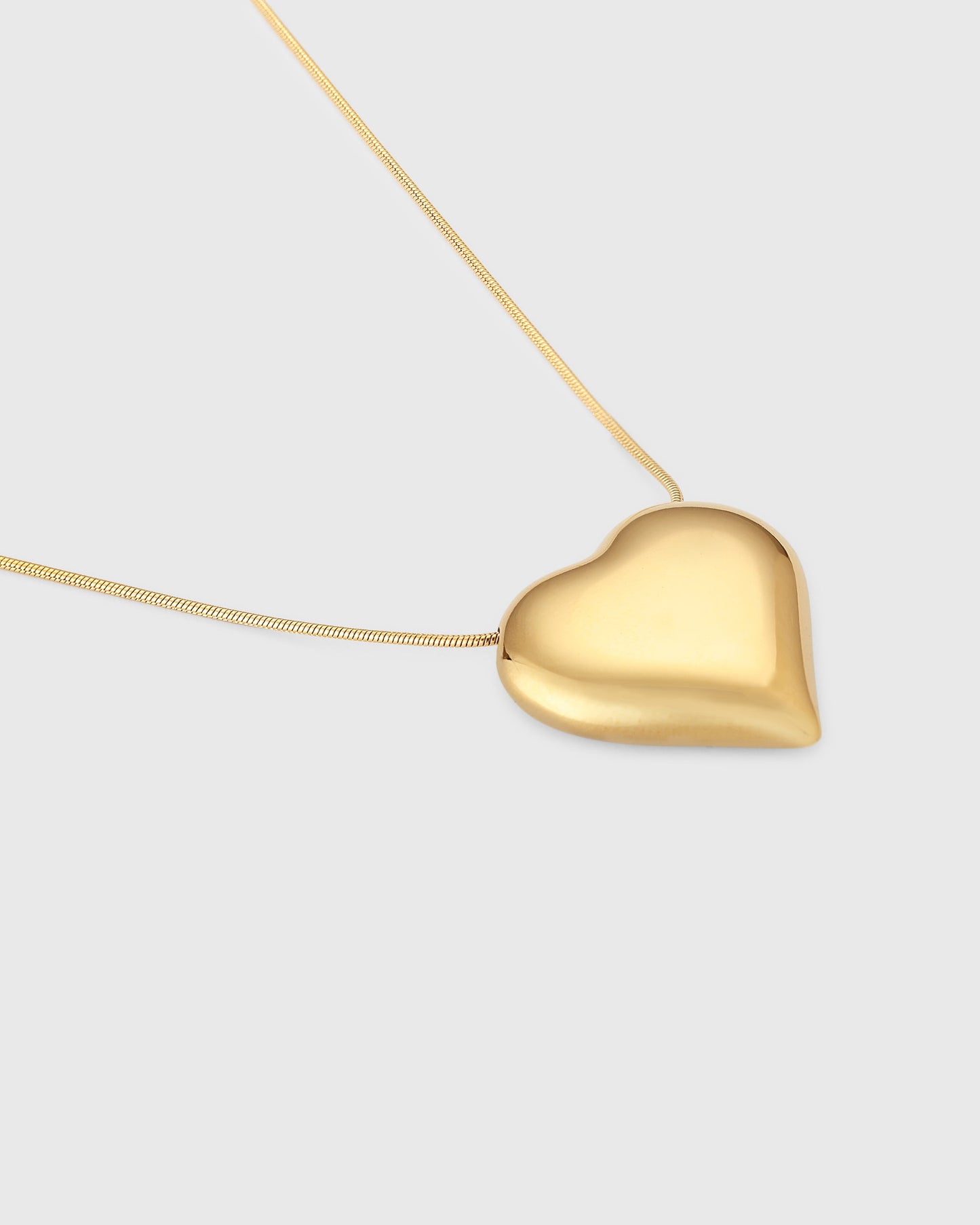 Gold Puffed Heart Pendant Necklace - OUZELJewellery