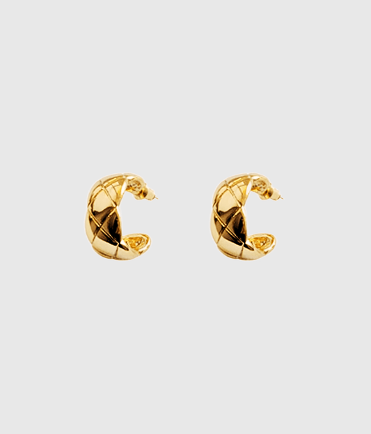 Gold Quilted Hoop Earrings - OUZELJewellery