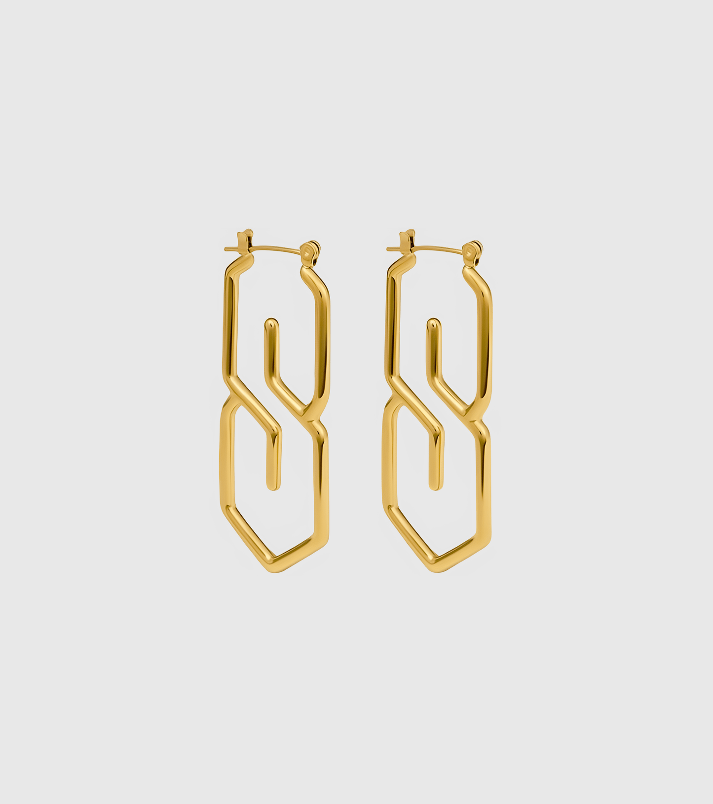 Gold 'S' Shape Hoop Earrings - OUZELJewellery