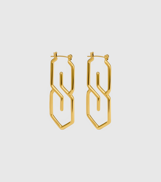 Gold 'S' Shape Hoop Earrings - OUZELJewellery