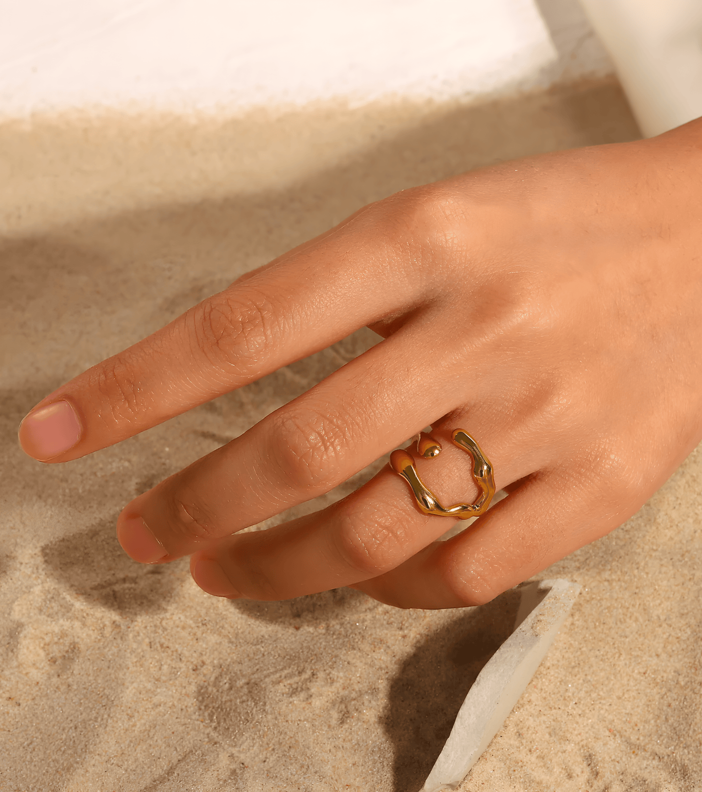 Gold Sculpted Ring - OUZELJewellery