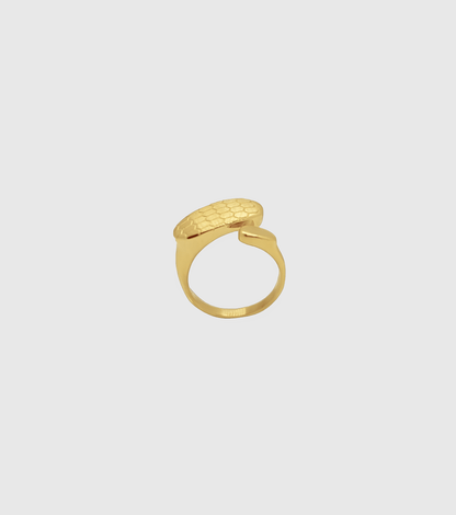 Gold Snakeskin Textured Ring - OUZELJewellery