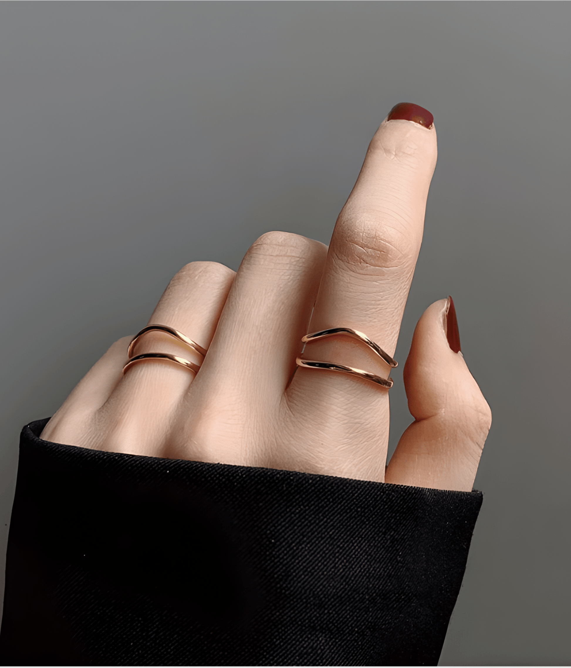 Gold Stacked Double Ring - OUZELJewellery