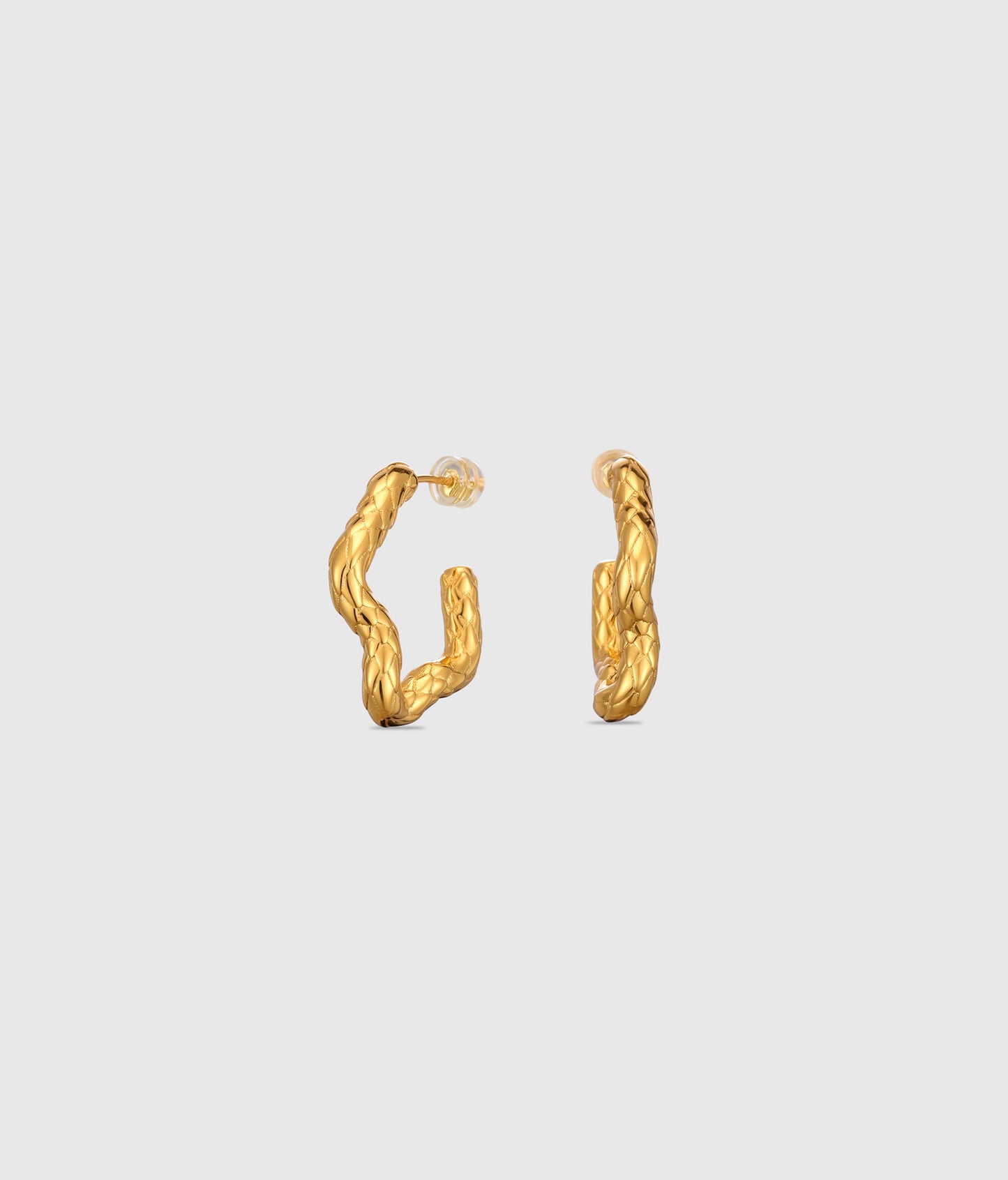 Gold Textured Hoop Earrings - OUZELJewellery