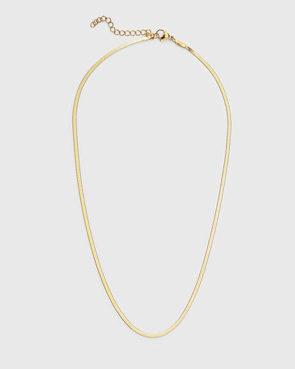 Gold Thin Herringbone Chain Necklace - OUZELJewellery